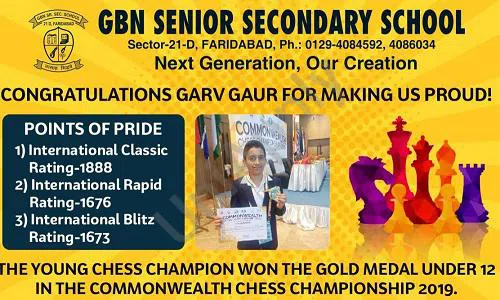 GBN Senior Secondary School, Sector 21D, Faridabad School Awards and Achievement